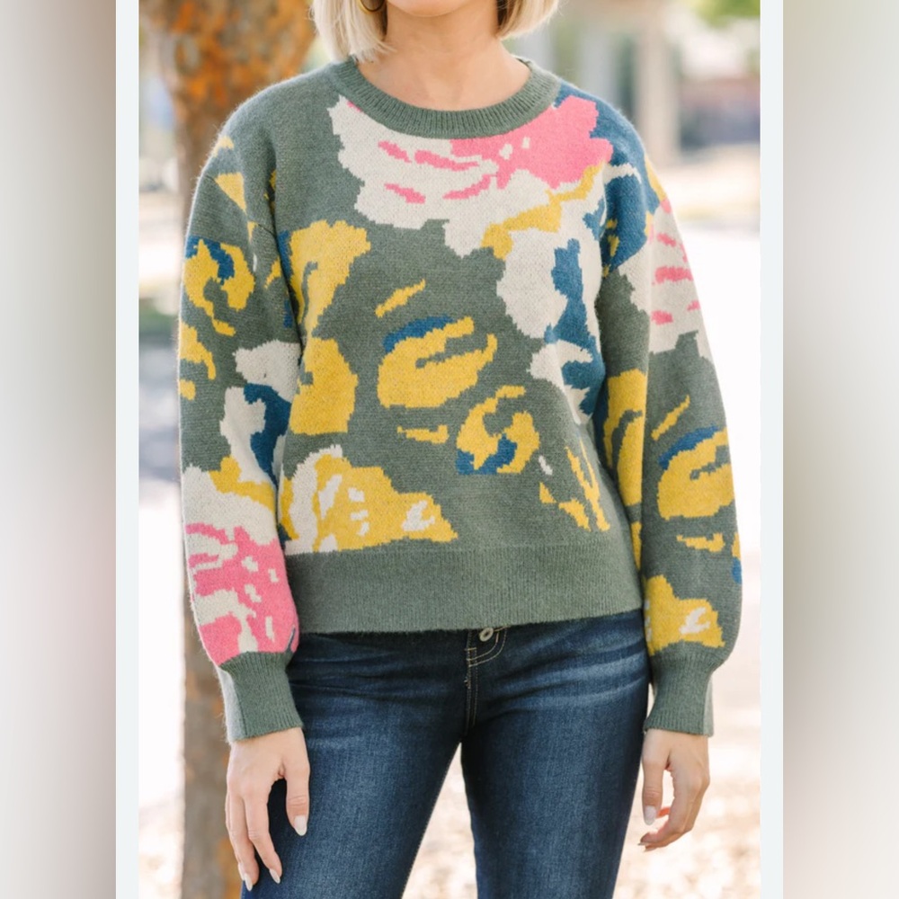 Vibrant Floral Crew Neck Sweater